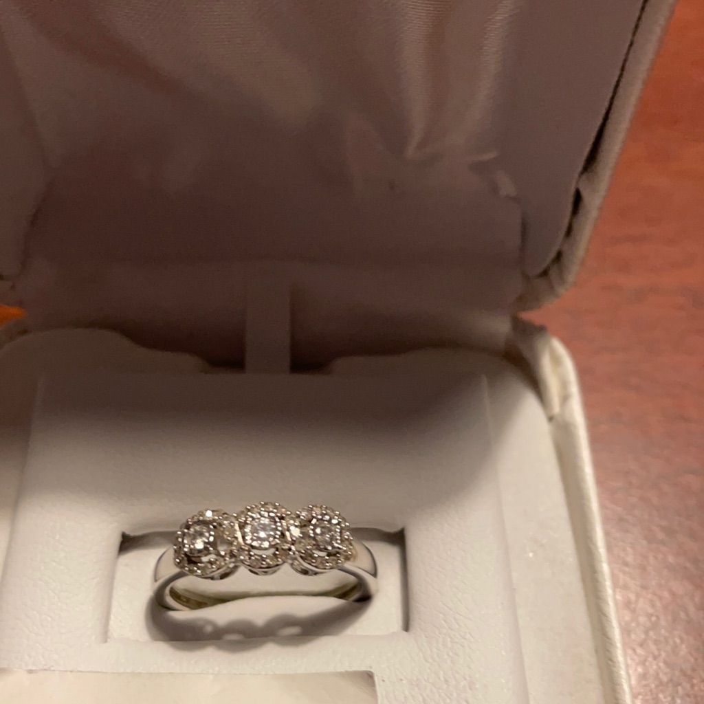 *Sale* Diamond And Sterling Silver Ring, Sz 7